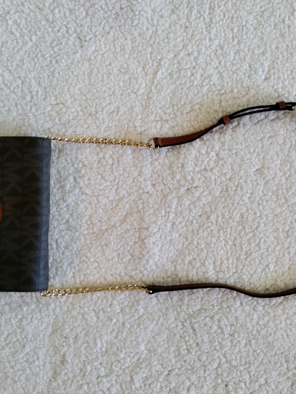 Michael Kors Brown Logo Crossbody with Gold Chain Strap